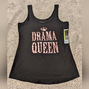 NWT New No Boundaries Tank Top Size Large 11-13 Juniors Black DRAMA QUEEN Casual